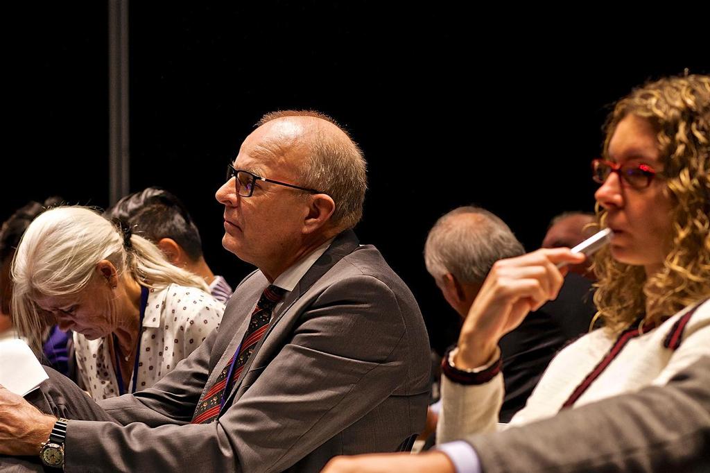 President-elect Kim Andersen awaits the outcome of the voting - World Sailing General Assembly, Barcelona - November 2016 © Laura Carrau / World Sailing